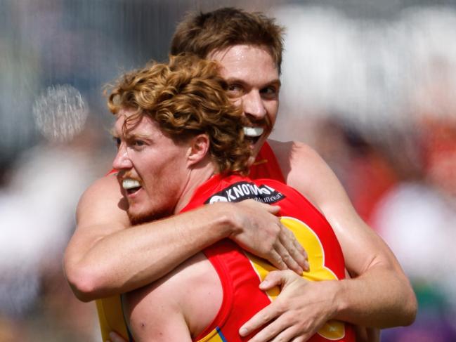 Best mates Matt Rowell and Noah Anderson are thriving on the Gold Coast. Picture: Dylan Burns/AFL Photos via Getty Images