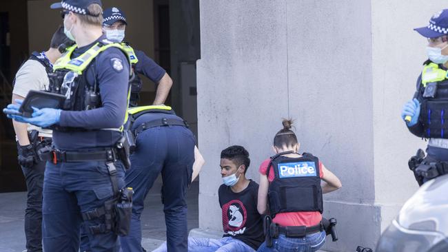 Police arrested multiple protesters. Picture: Wayne Taylor