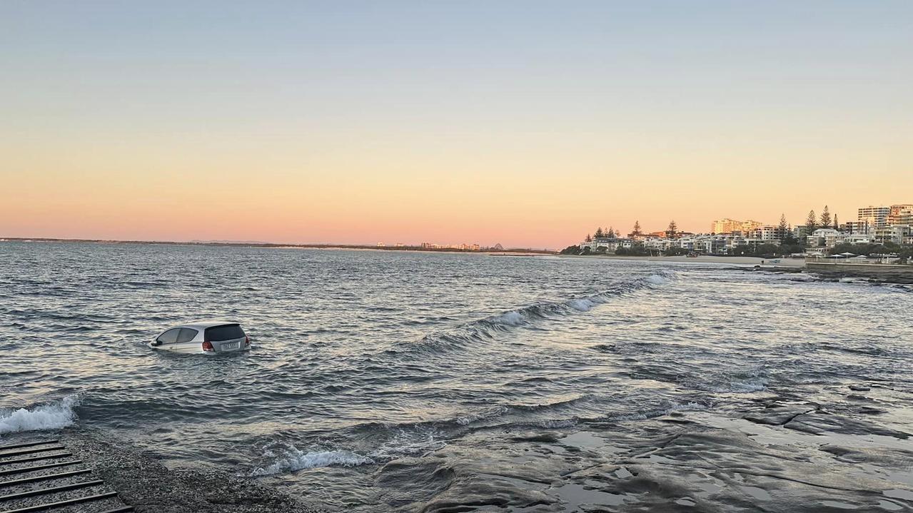 Car found in ocean at Caloundra. Picture - Facebook.