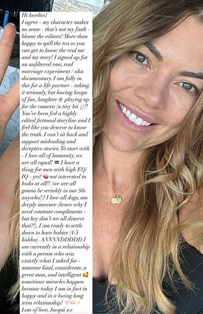 Jacqui from MAFS has broken her Nine contract by revealing details about her new relationship on Instagram.