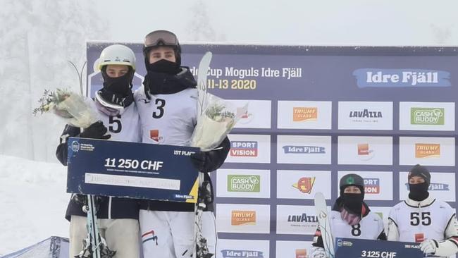 Skier Matt Graham on the podium after his win. Pic: Supplied