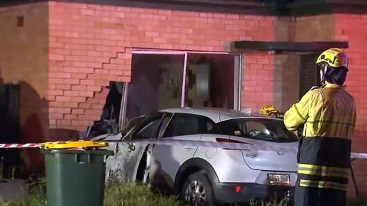 A sleeping family narrowly avoided injury after a car slammed into the front of their Alberton home. Picture: 7NEWS