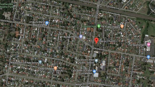 The location of the planned Russian Orthodox Church on the site of the existing Pokrov Church, on the corner of Kildare Rd and Lancaster St, Blacktown. Picture: Google