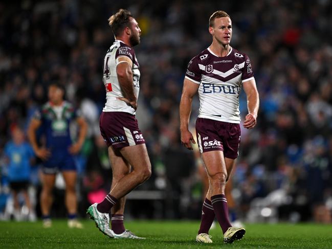 Daly Cherry-Evans lines up for Manly after a nervous wait at the judiciary. Photo: Hannah Peters/Getty Images