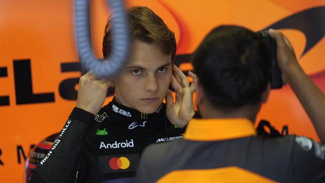 McLaren driver Oscar Piastri of Australia prepares for the qualifying session ahead of the Italy's Emilia Romagna Formula One Grand Prix, at the Enzo and Dino Ferrari racetrack in Imola, Italy, Saturday, May 17, 2025. (AP Photo/Luca Bruno, Pool)