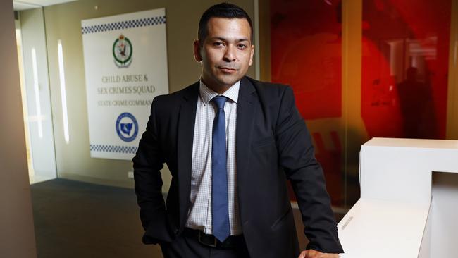 Detective Senior Constable Antonio Alfaro from Strike Force Trawler, who hunts down loathed paedophiles by infiltrating dark web communities. Picture: Richard Dobson