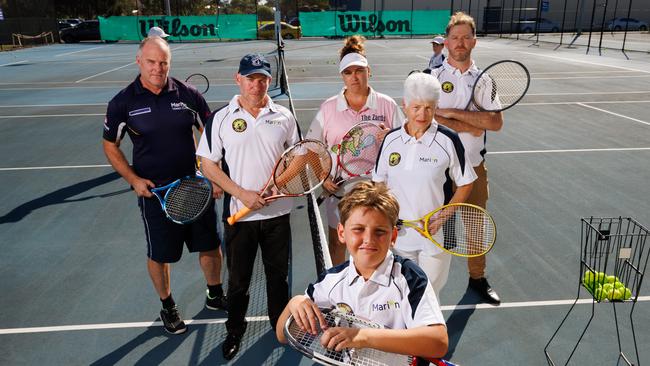 Marion Tennis Club members Tony Davey, Nigel Dally, Liz Hearn, Pat Carey, Kym Morgan and Korbyn Hearn 9 (front) The Marion Tennis Club was recently informed by council of plans to demolish their 90-year-old club to re-zone community sporting land for commercial use.