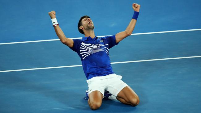 Novak Djokovic after winning the 2019 Australian Open