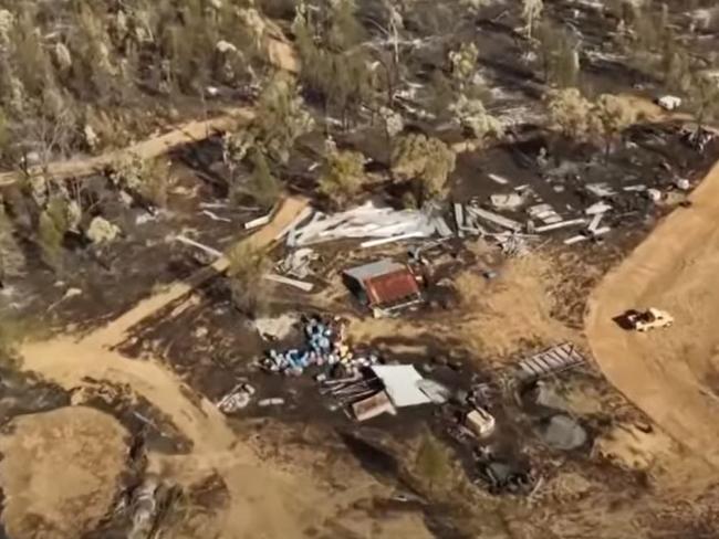 The property of Gordon Eastwood on Myall Park Rd was burnt by the bushfire - MUST CREDIT Photo Supplied 7 News