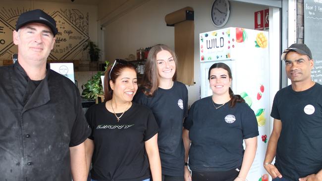 Native Cafe staff, Terry Ellsmore, Laita Mschado, Kiara Hewitt, Jessica Bailey and Julis Mschado. Picture: Tom McGann.