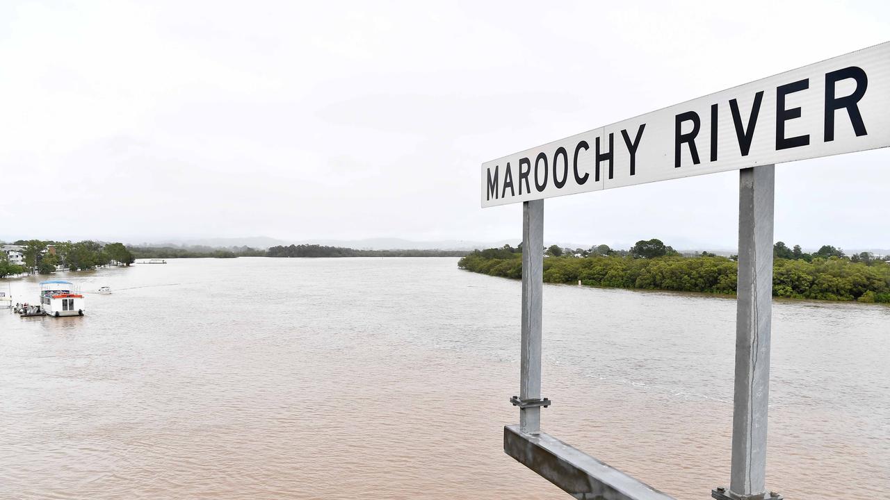 Bradman Ave remains closed as residents prepare for more rain and heavy flooding to hit the Sunshine Coast. Picture: Patrick Woods.