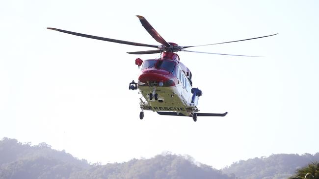 Three patients were transported to Cairns Hospital by an emergency helicopter this morning after getting stuck at Walsh’s Pyramid. Picture: Brendan Radke