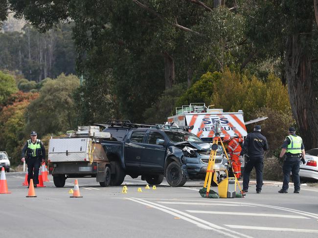 Two vehicle crash on the Huon Highway between Huonville and Franklin.  Picture: NIKKI DAVIS-JONES