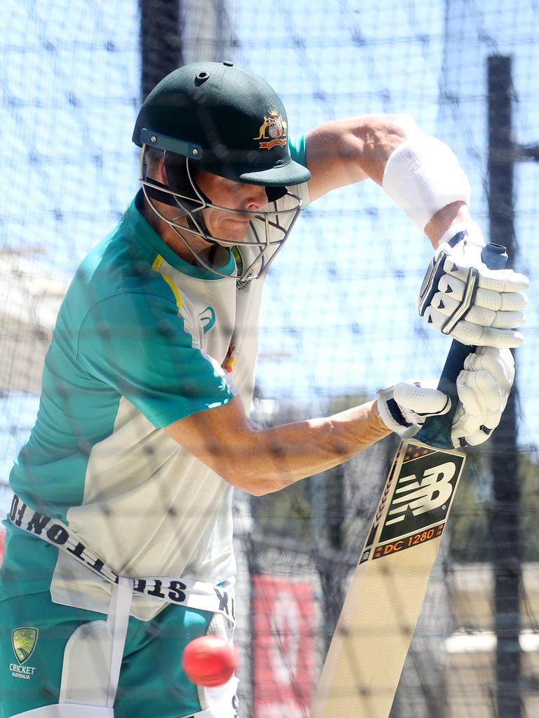 Steve Smith at the Adelaide Oval nets on Wednesday. Photo by Sarah Reed/Getty Images