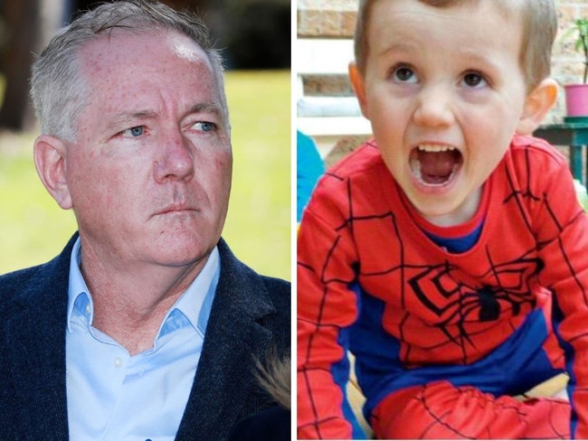 Former NSW Police commissioner Mick Fuller and missing boy William Tyrrell. Picture: Scott Powick/Supplied