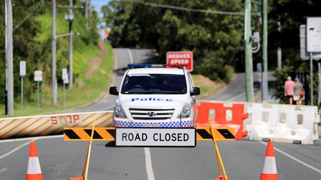 Heavy concrete barriers replace the Plastic water filled ones on the NSW / QLD border on MIles Street Kirra. Photo: Scott Powick Newscorp