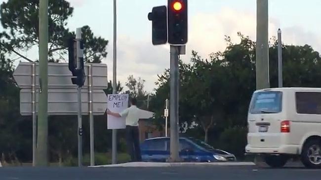 Sean Anderson was seen at a busy intersection advertising for a casual job.