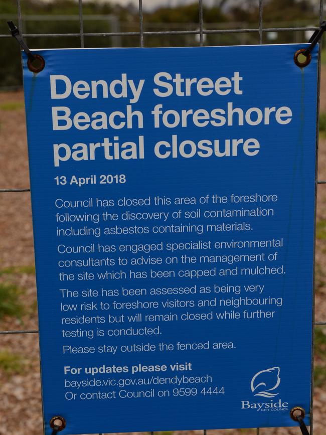 EPA Victoria ordered Bayside Council to clear asbestos from a foreshore area adjacent to the Dendy Street Beach at Brighton last year. Picture: Chris Eastman