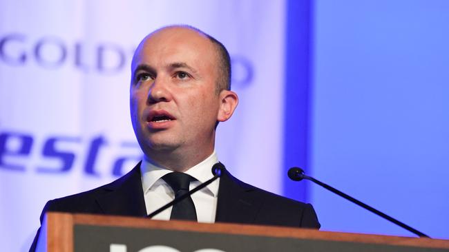 NSW Energy Minister Matt Kean addresses the Clean Energy summit at the International Convention Centre in Sydney on Tuesday. Picture: AAP