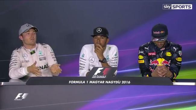 Daniel Ricciardo (right) wanted no part in Nico Rosberg and Lewis Hamilton’s argument.