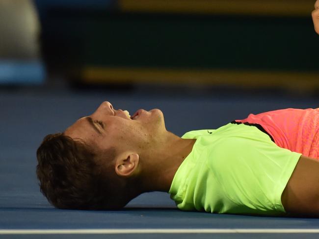 Kokkinakis saved four match points to claim an epic contest. Picture: Paul Crock/AFP