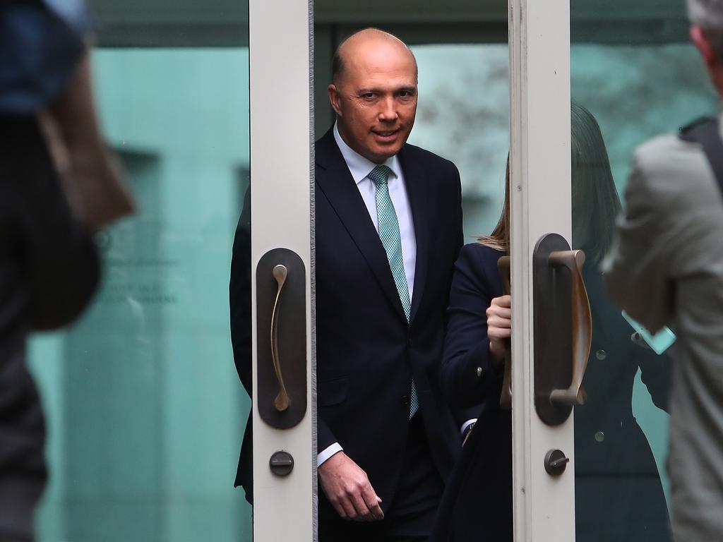Peter Dutton holding a press conference at Parliament House ion Canberra. Picture Kym Smith