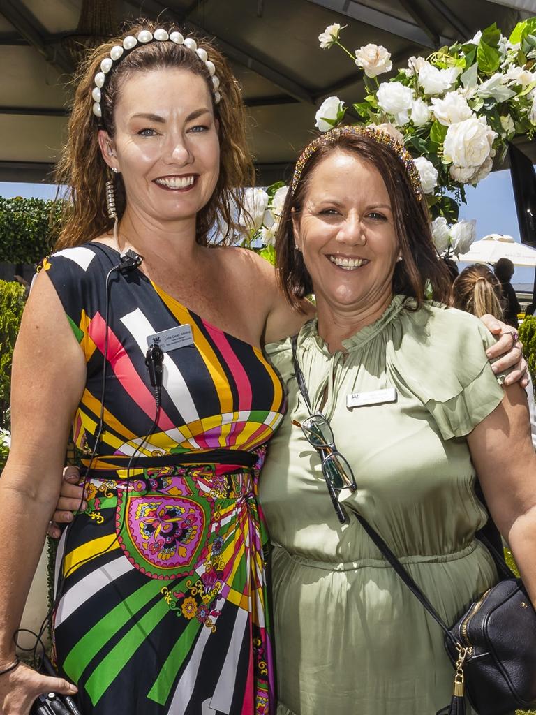 Carlie Green-Medina and Deb Isaak at Doomben Racecourse for Melbourne Cup Day. Socials: Damien Anthony Rossi | Pictures: Jared Vethaak