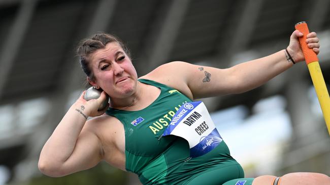 PARIS, FRANCE - JULY 12: Dayna Crees of Australia competes in the Women's Shot Put F34 Final during day five of the Para Athletics World Championships Paris 2023 at Stade Charlety on July 12, 2023 in Paris, France. (Photo by Matthias Hangst/Getty Images)