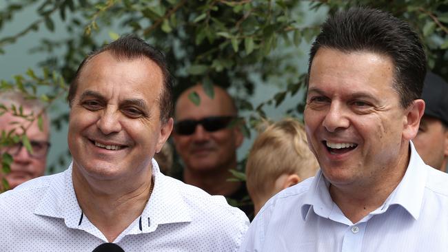 Nick Xenophon announces his new candidate Tom Antonio at the Whyalla Hospital last week. Picture: Dylan Coker