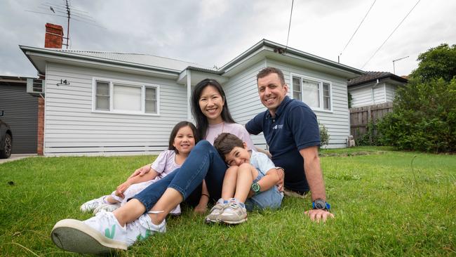 Franco and Helen Theuma, pictured with kids Amelie and Thomas, loved living near Sunshine station before listing their 14 Dunbar Ave home with a $800,000-$880,000 price guide. Picture: Tony Gough