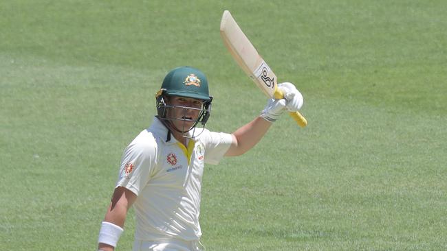 Marcus Harris salutes after reaching his maiden Test 50. Picture: AAP