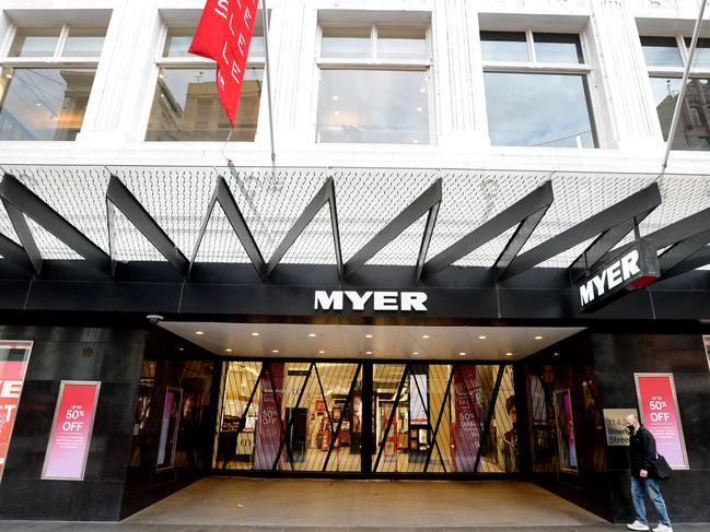 MELBOURNE, AUSTRALIA - NewsWire Photos JUNE 07, 2021: Myer department store in the Bourke Street Mall in central Melbourne is closed during the second week of lockdown. Picture: NCA NewsWire / Andrew Henshaw