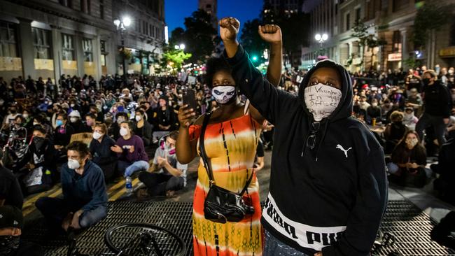 A ‘Sit Out the Curfew’ in Oakland, California on Thursday (AEST). Picture: AFP