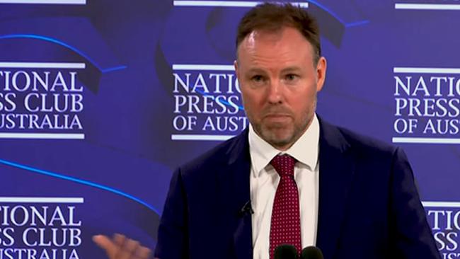 Outgoing Productivity Commission chair Michael Brennan at the National Press Club in Canberra on Wednesday.