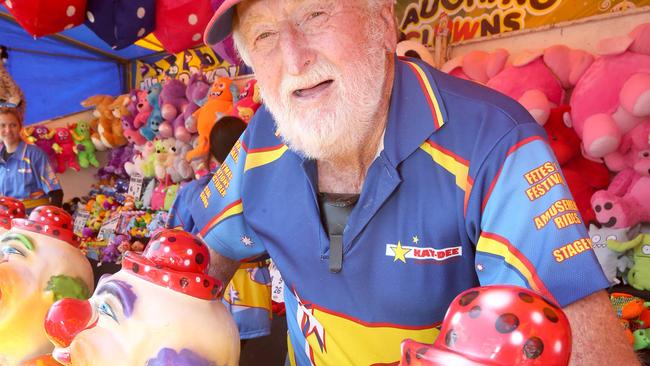 Gold Coast Show Friday at the Gold Coast Turf Club. Rusty Thomas with his clowns. Picture Mike Batterham