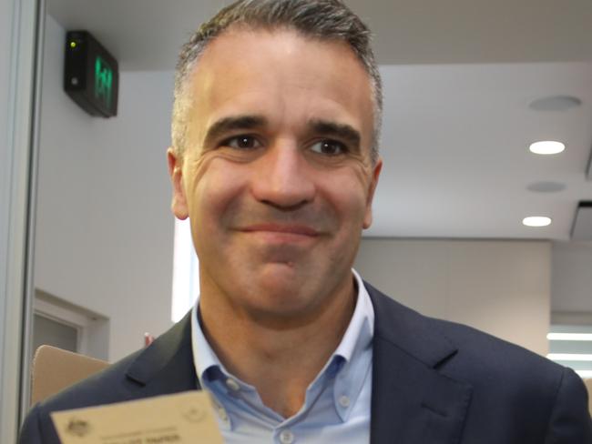 VOICEREF23 Premier Peter Malinauskas and Aboriginal Affairs Minister Kyam Maher casting their ballots for a Voice to Federal Parliament Picture: Dean Martin