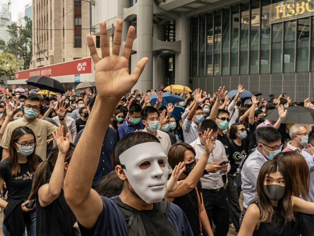Pro-democracy protesters take part in a Hong Kong rally. Picture: Anthony Kwan/Getty Images