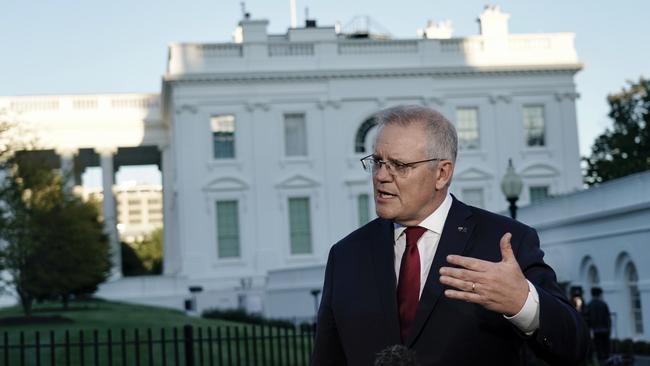 Scott Morrison outside the White House in Washington over the weekend. Picture: Adam Taylor