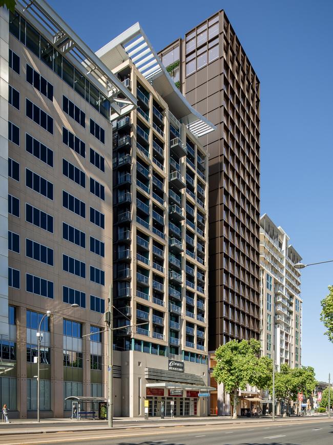 Artist's impression of Little National Hotel Adelaide on North Tce. Designed by Bates Smart. Picture: Doma Group