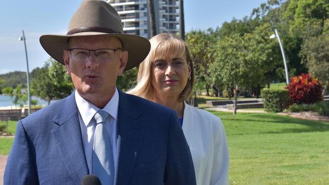 Shadow Minister for Veterans’ Affairs and Defence Personnel, Shayne Neumann, joined the member for Richmond Justine Elliot in Tweed Heads. Picture: Liana Walker