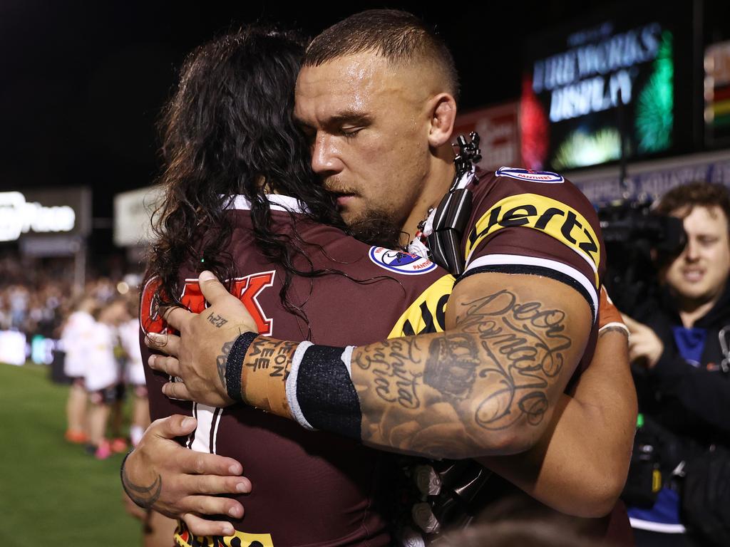 It was an emotional moment when James Fisher-Harris announced his departure from Penrith. Picture: Matt Blyth/Getty Images