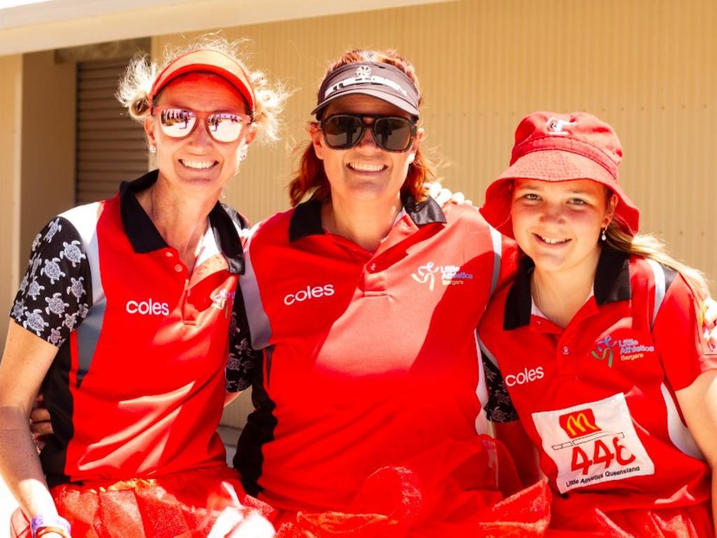 Elissa Wyatt, Nell Hearn and Lisa Hearn from Bundaberg Little Athletics at the 2023 Bundaberg Relay for Life.