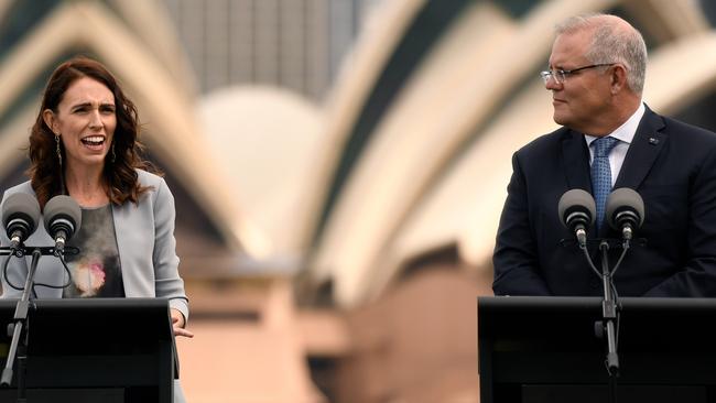 Look who’s talking: Jacinda Ardern demonstrates megaphone diplomacy without the megaphone. Picture: AAP