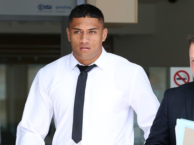 Broncos young gun Teui 'TC' Robati leaving the Magistrates Court after appearing charged with dangerous operation of a motor vehicle, Brisbane. Picture: Liam Kidston.