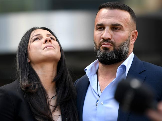 An emotional Danny and Leila Abdallah outside court after the sentencing of Samuel Davidson. Picture: NCA NewsWire/Jeremy Piper