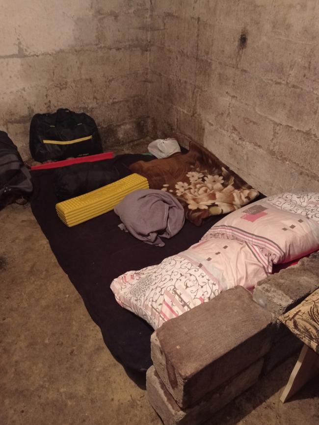 Soem of the makeshift beds set up in an underground bunker in Kharkiv. Picture: supplied