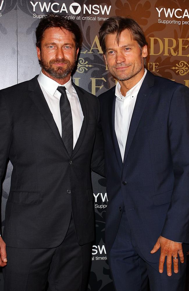 Gerard Butler and Nikolaj Coster-Waldau at an event in Sydney this month.