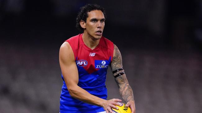 Harley Bennell in action during his Demons debut. Picture: AAP Images