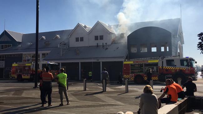 Queens Wharf in Newcastle was on fire. Picture: Matt Endacott/Twitter