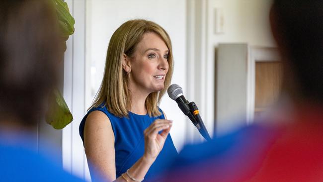 Kellie Sloane speaks at her campaign launch at Easts Rugby club, Rose Bay. Photo: Kahu Millin.